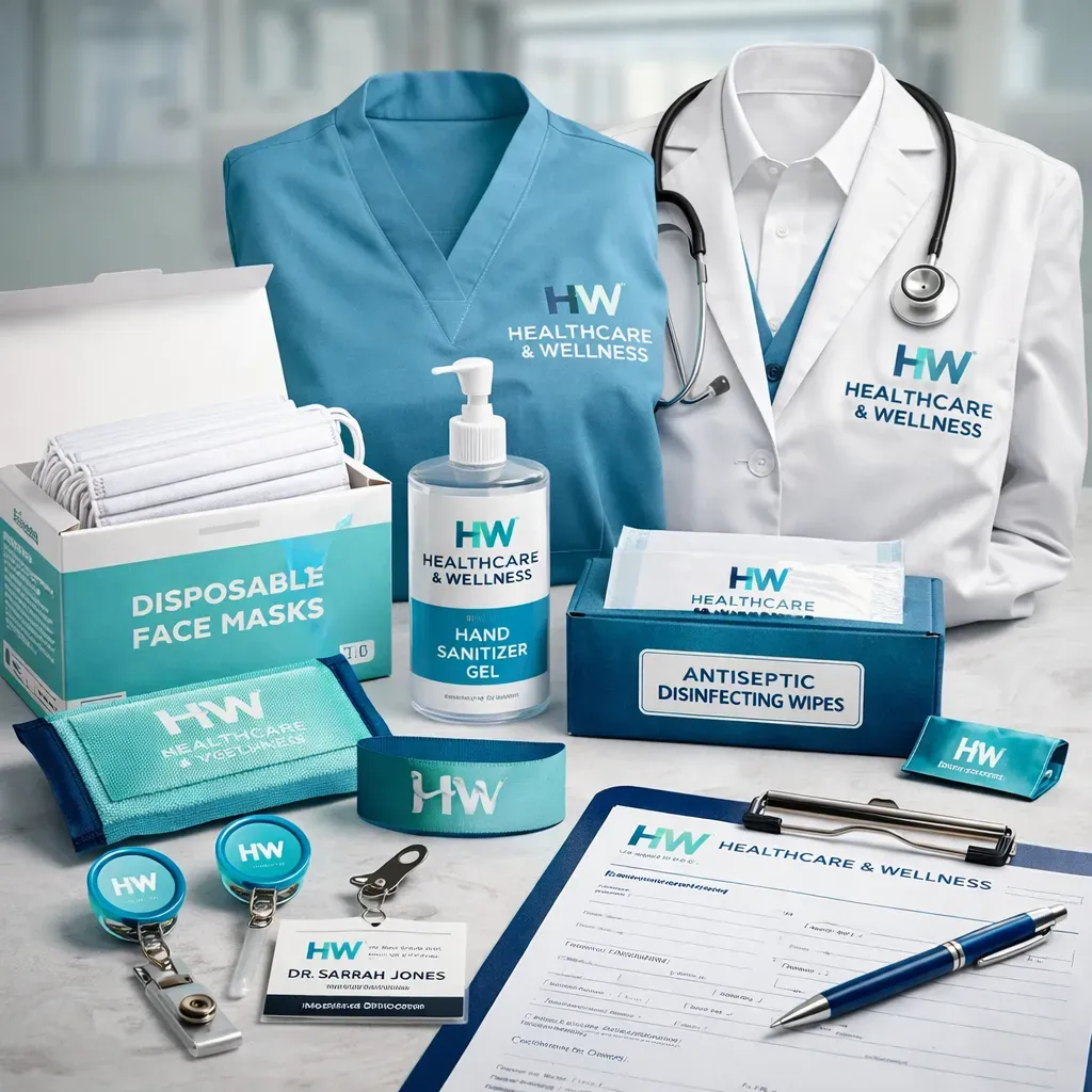Healthcare branded uniforms and materials