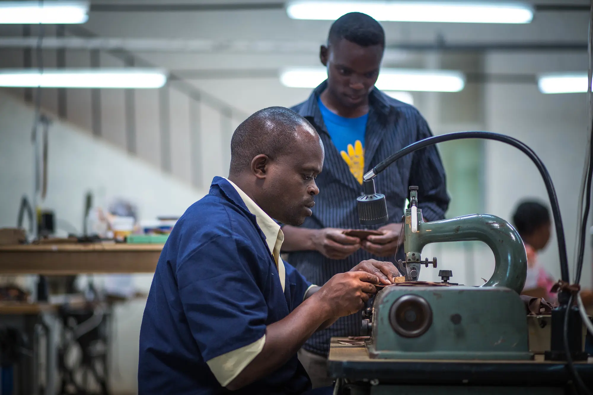 Production team at work in a sewing workshop
