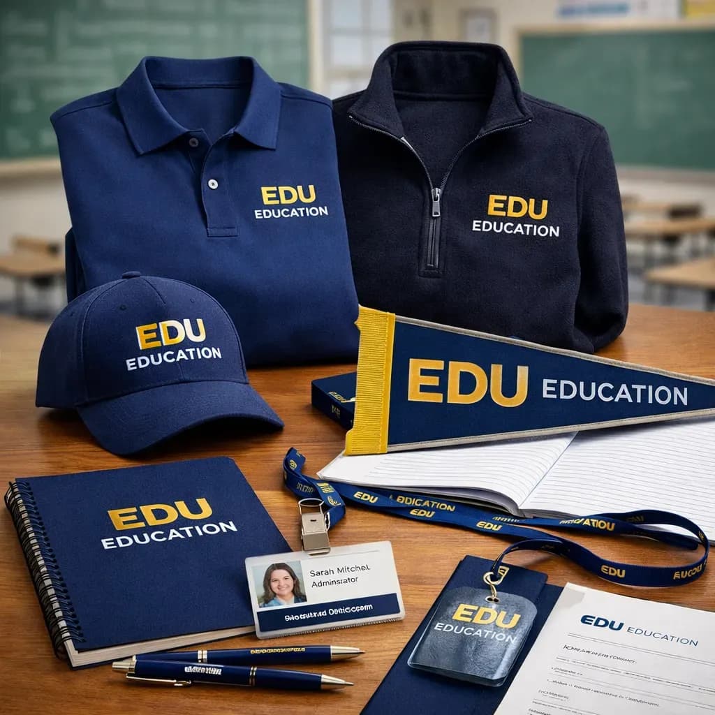 School branded caps, uniforms and stationery